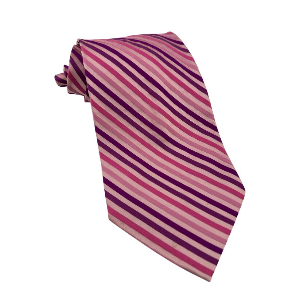 Zinetti Italian Collection Pink Purple Striped Necktie Silk Classic Width